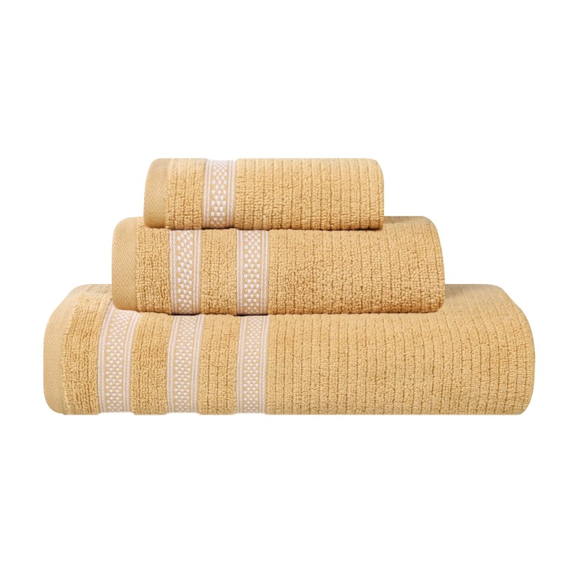 Superior Brea Zero Twist Cotton Ribbed Modern 3 Piece Bathroom Towel Set