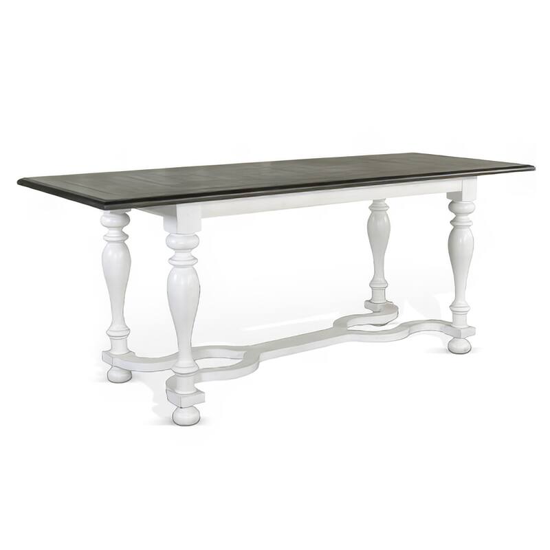 Orso Counter Height Narrow Dining Table, White, Brown Wood, 84 Inch