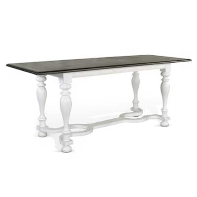 Orso Counter Height Narrow Dining Table, White, Brown Wood, 84 Inch