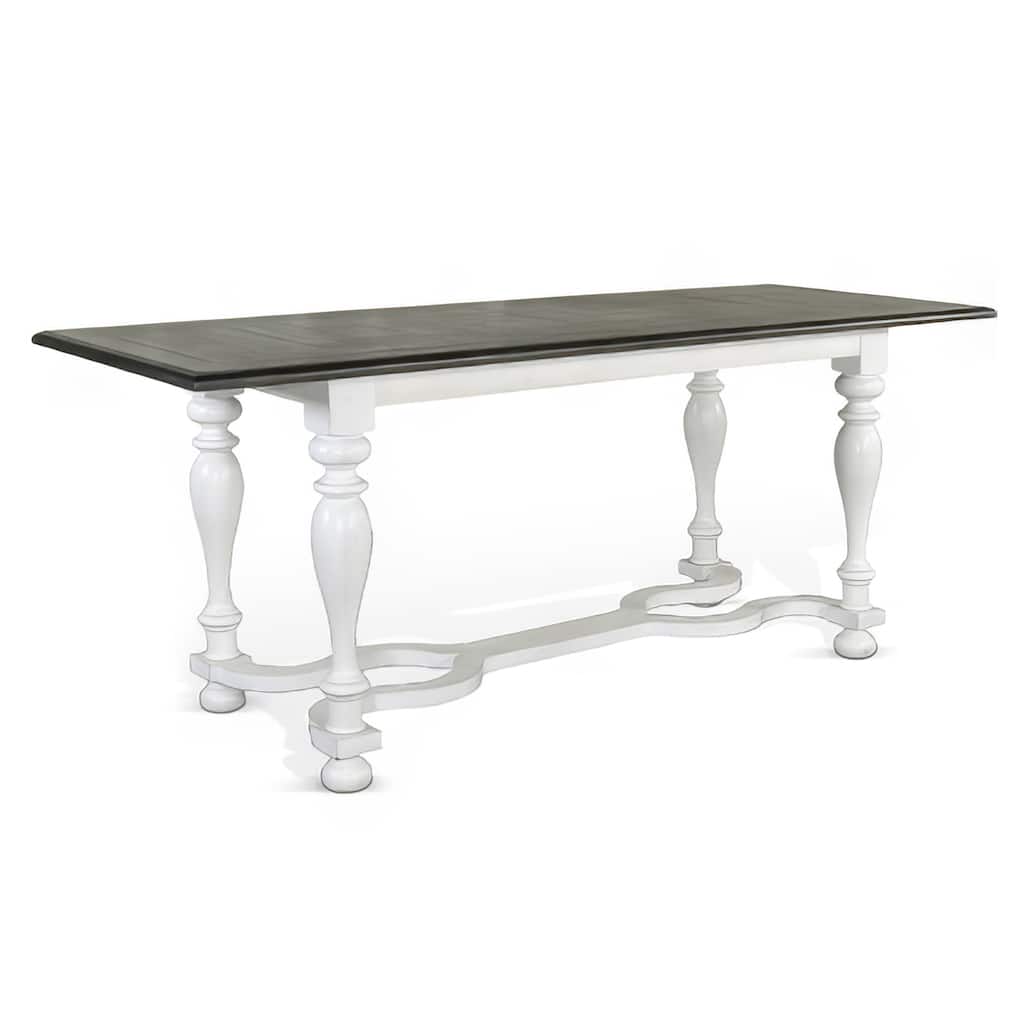 Orso Counter Height Narrow Dining Table, White, Brown Wood, 84 Inch