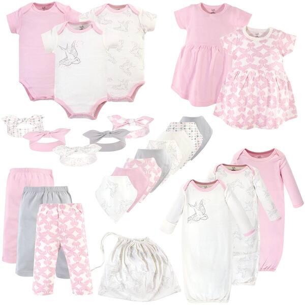 slide 1 of 1, Touched by Nature Baby Girl Organic Cotton Layette Set and Giftset, Bird, 0-6 Months - Bird 0-6 Months - Bird