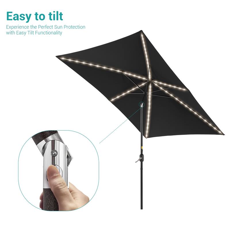 BONOSUKI 6x9FT LED Patio Market Umbrellas Table Umbrella w/Tilt Button