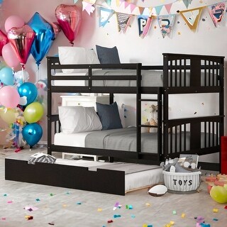 Full over Full Bunk Bed with Twin Size Trundle and Ladder - Bed Bath ...