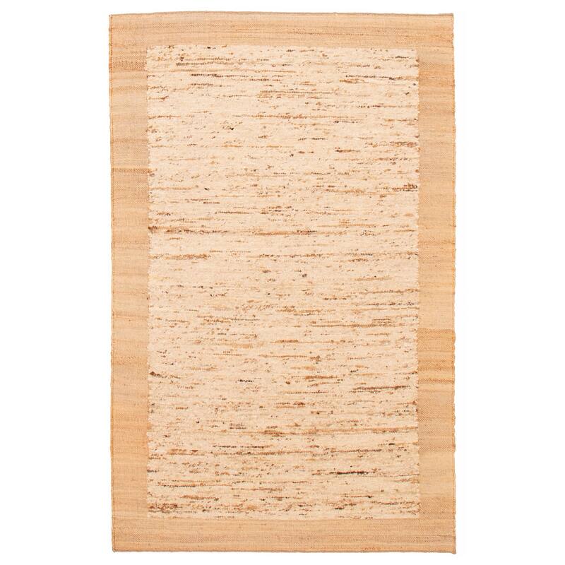 ECARPETGALLERY Hand Woven Zahara Ivory Dhurrie - Ivory - 5' x 8' - Rectangle