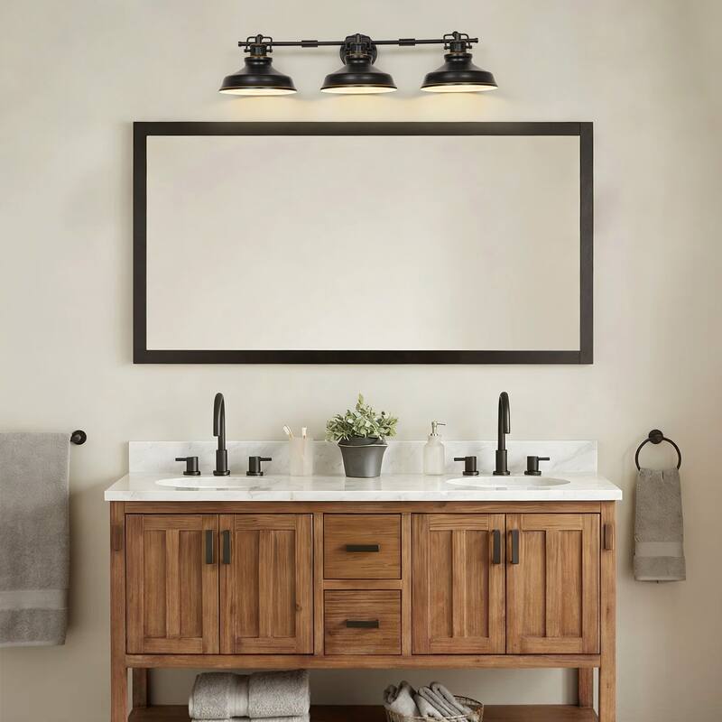 3-Light Retro-Luxury Wall Light with White Inner & Gold-Trimmed Shades for Living Room - 3 Light