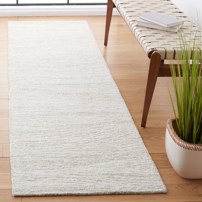 SAFAVIEH Handmade Metro Annarosa Modern Abstract Wool Rug - 2'3" x 8' Runner - Natural/Ivory - Runner