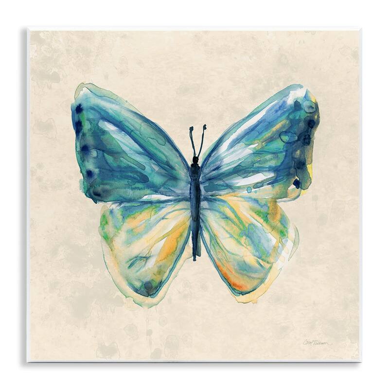 Stupell Bright Watercolor Butterfly Wall Plaque Art Design By Carol Robinson - 12 x 12