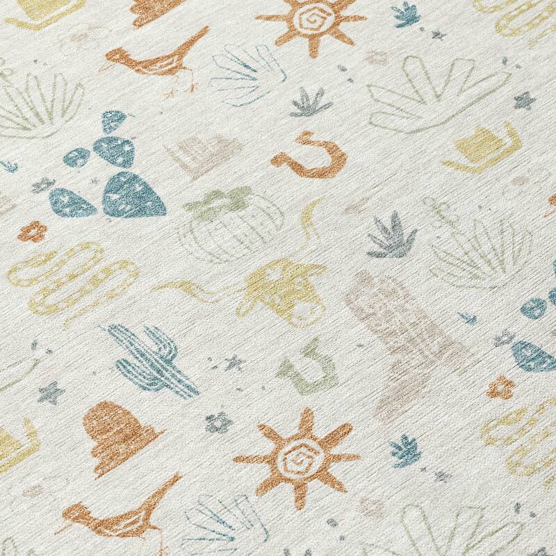 Machine Washable Indoor/ Outdoor Cowboy Ranch Chantille Rug