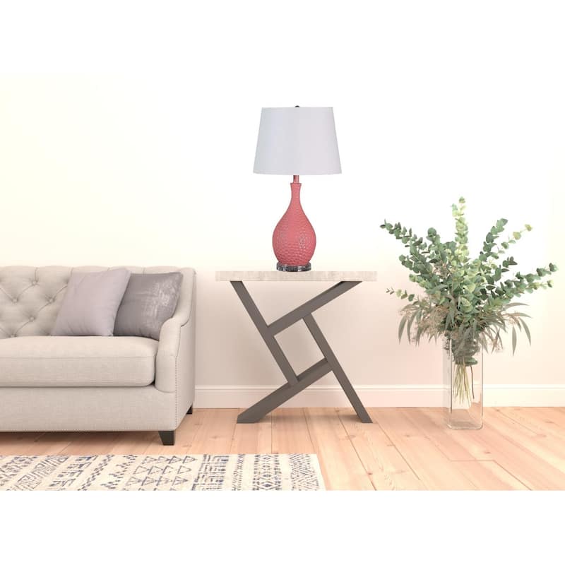 28 Inch Urn Table Lamp with Tapered Drum Shade for Living Room - 15" x 15" x 28"