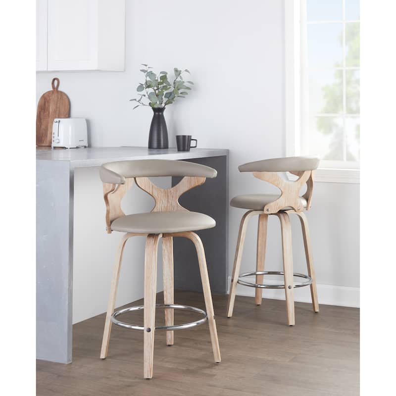 Carson Carrington Viby Fixed-Height Counter Stool with Bent Wood Legs & Round Footrest (Set of 2)
