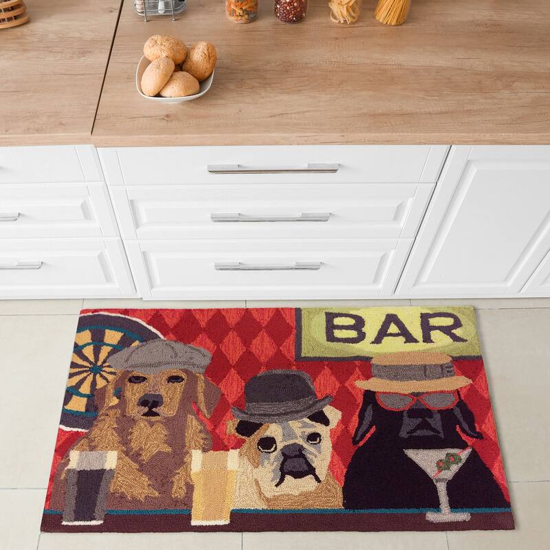 Liora Manne Frontporch Bar Patrol Indoor/Outdoor Rug - 2' x 3' - Burgundy