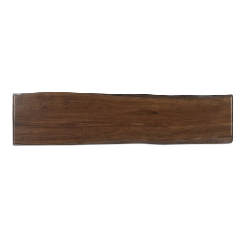 NADAAL STUDIOS Nadaal Jorah Dining Bench, Live Edge Solid Acacia Wood with Matte Gloss Finish, Seats 3, Brown