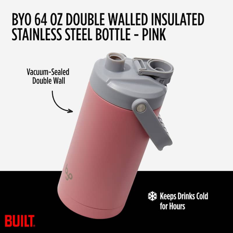 Byo 64 Oz Double Walled Insulated Stainless Steel Bottle - 64 Oz