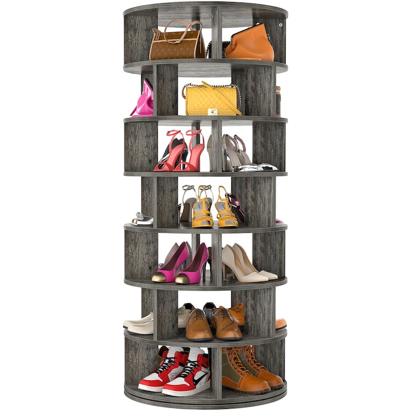 Cimly 7-tier Rotating Shoe Rack Tower, 32-pair Spinning Display Round Shoe Organizer for Closet