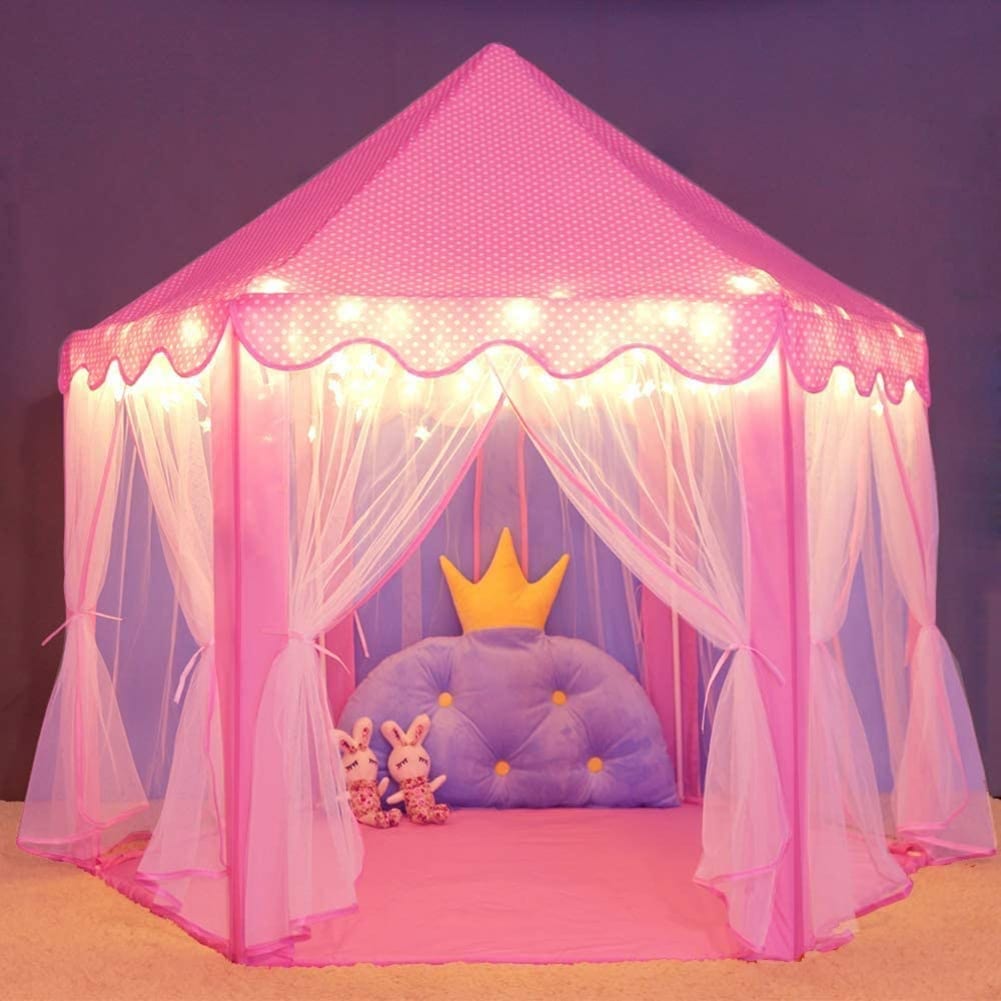 Portable Folding Princess Castle Tent with Star Lights On Sale