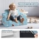 preview thumbnail 5 of 8, Sky Blue Foam Foldable Kids Sofa Bed with Printed Fabric and Zippers - 40.94” L x 22.83” W x 12.60” H