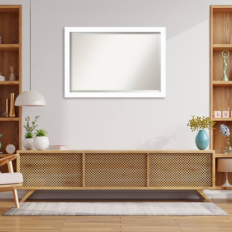 Basic Narrow Beveled Wood Framed Wall Mirror