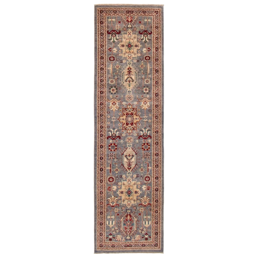 ECARPETGALLERY Hand-knotted Aryana Grey Wool Rug - 2'8 x 9'7