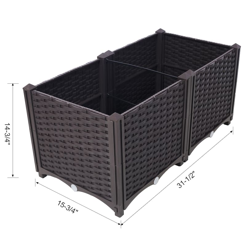 Anmytek Deep Raised Garden Bed Self Watering Plastic Planter Box for Vegetables Flowers and Herbs 31.5L x 15.7W x 14.7H