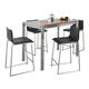 Option Black Faux Leather/Walnut Wood Top