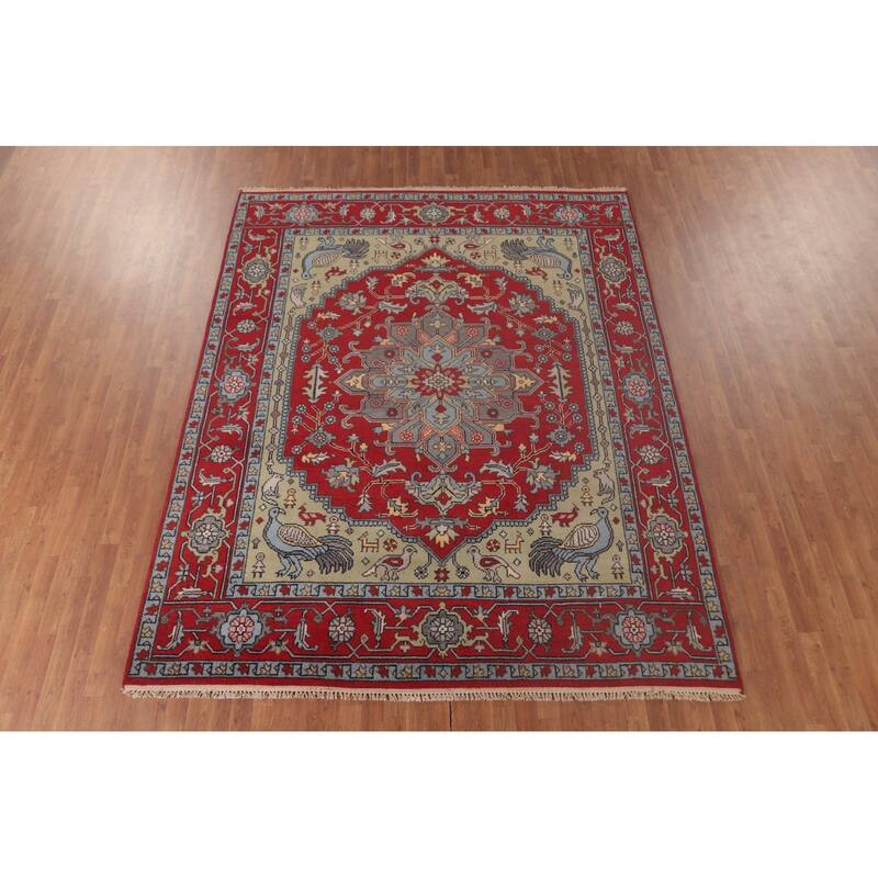 Animal Pictorial Ziegler Area Rug Hand-Knotted Wool Carpet - 7'11" x 9'10"