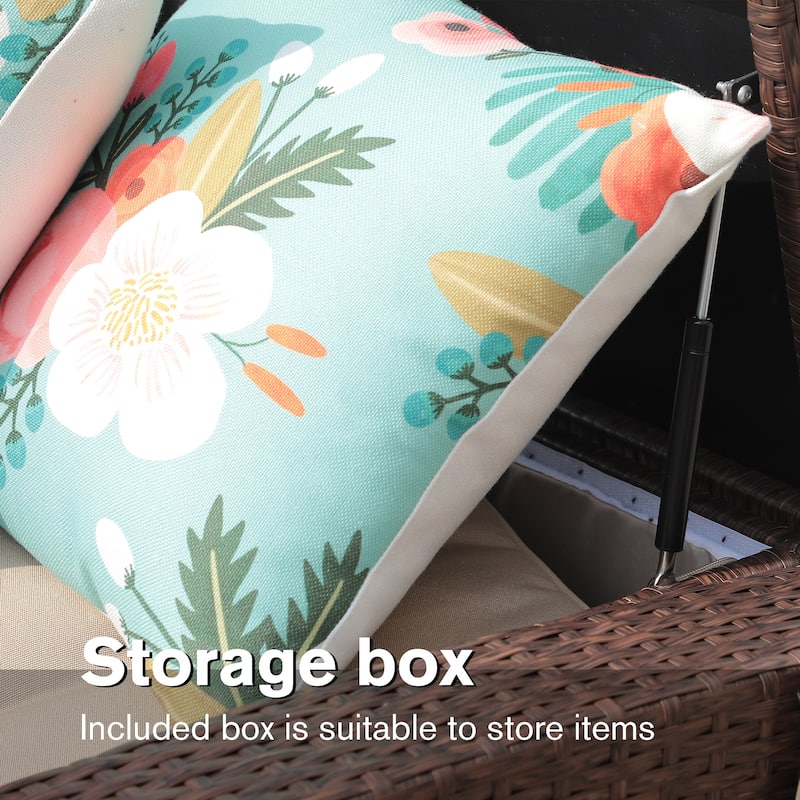 Outdoor 8 Pieces Wicker Sectional Sofa Set w/ Storage Box