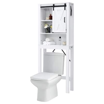 Over-The-Toilet Cabinet, Freestanding Bathroom Cabinet, 4-Tier Above Toilet Organizer with Door, Shelves, Toilet Organizer Rack