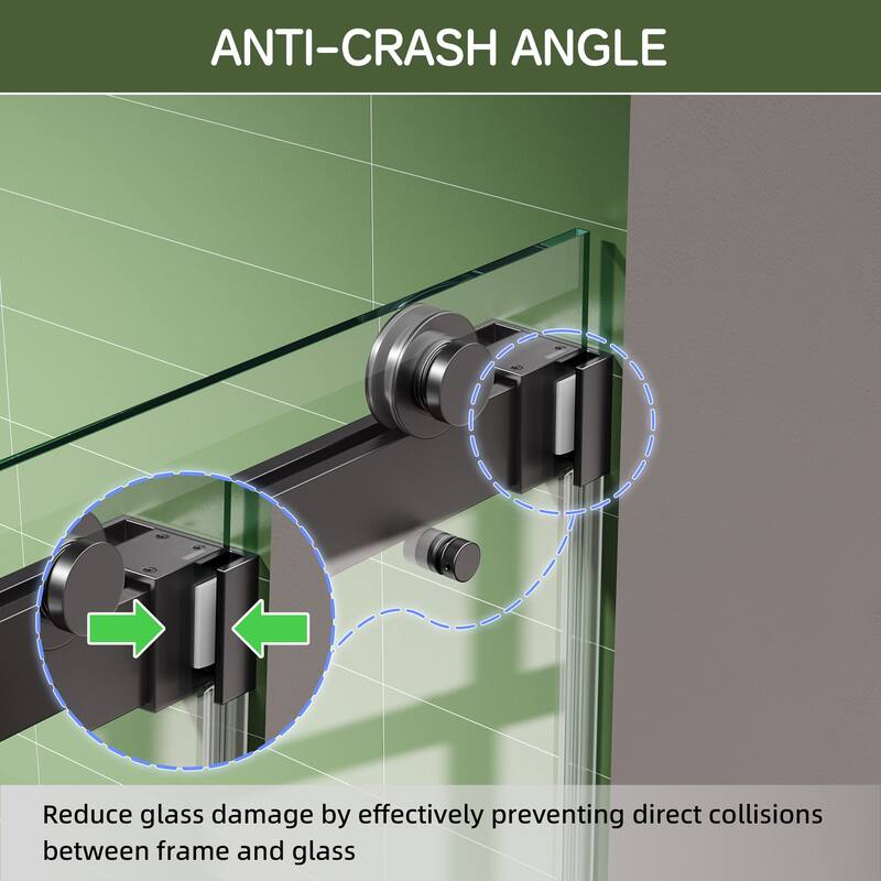 72" x 59" Frameless Double Sliding Shower Door, 8mm Easy-Clean Tempered Glass, 304 Stainless Hardware, Reversible