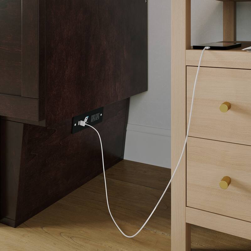 Monroe Full Murphy Bed Chest with 6" Memory Foam Mattress