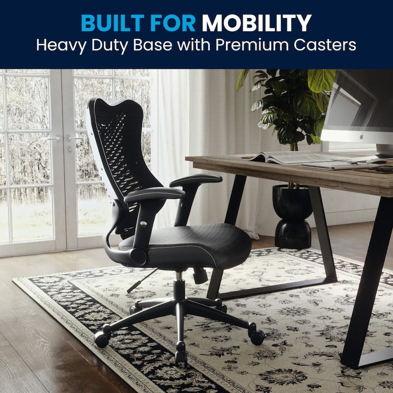 High-Back Mesh Swivel Office Chair with Padded Armrests