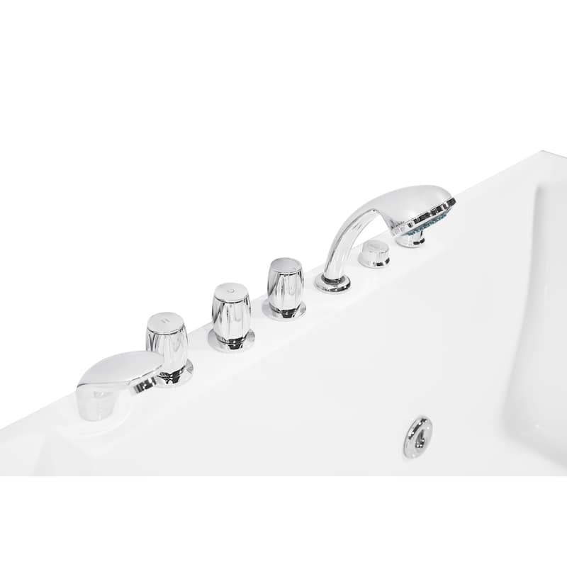 Empava 72" Whirlpool Bathtub 2 Person Water Jets Alcove Soaking Tub