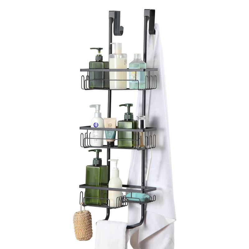 Over Door Hanging Storage Organizer Basket - Black