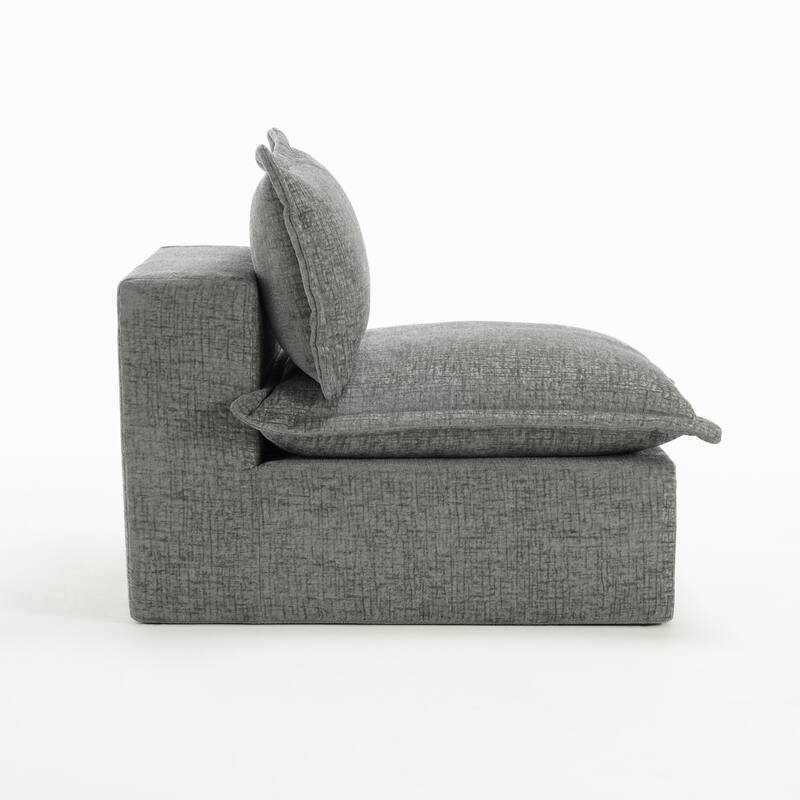 32"W Chenille Upholstered No Assembly Armless Accent Chair