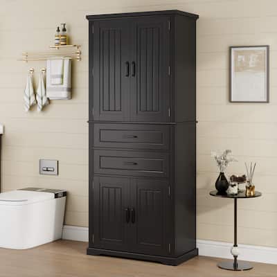 72.5" Tall Bathroom Storage Linen Cabinet with Multi-Functional Storage Space , 2 Drawers, Adjustable Shelf and Door Cabinet