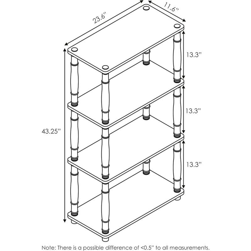 4 Tiers Wood Household Shelving Unit in Americano/Black (23.6 in. W x 43.25 in. H x 11.6 in. D) - 23.6