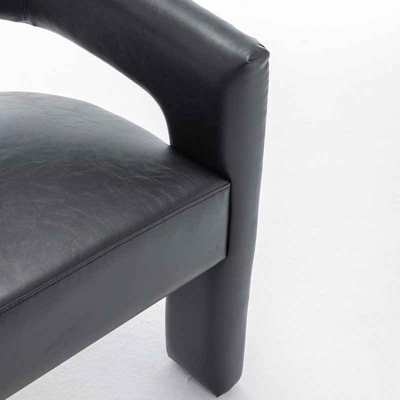 SEYNAR Modern Glam PU Leather Upholstered Dining Chair, Open-Back Accent Chair