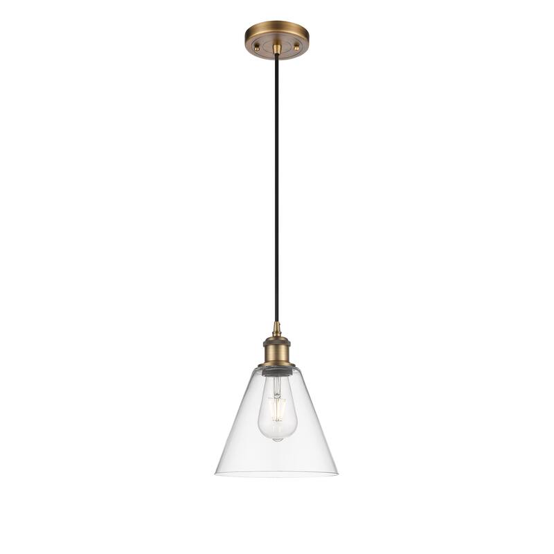 Innovations Lighting Ballston Berkshire 1 Light 8" Cord Hung Mini Pendant - Clear/Brushed Brass