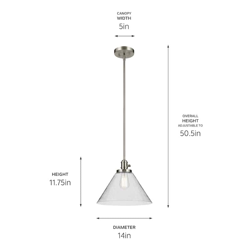 Kichler Lighting Avery 1-Light Pendant Light with Seeded Glass