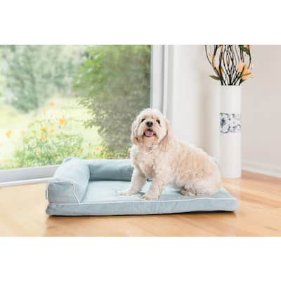 Medium Bolstered Pet Bed Cushion With Poly Fill Cushion, SoothIng Blue - 31" x 23" x 7"
