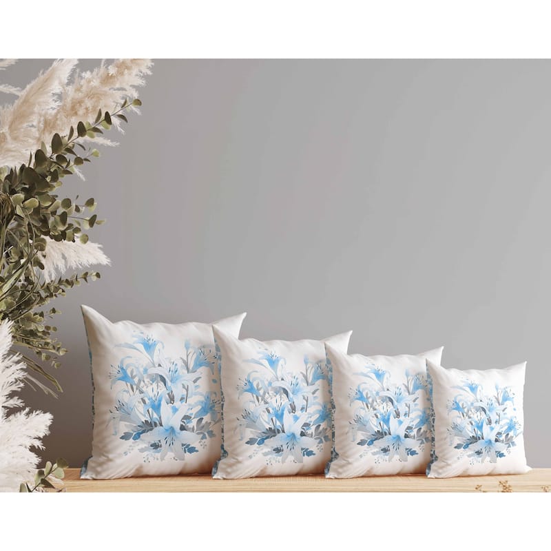 Lily Mist Serenity Faux Suede Reversible Throw Pillow Blue and Grey