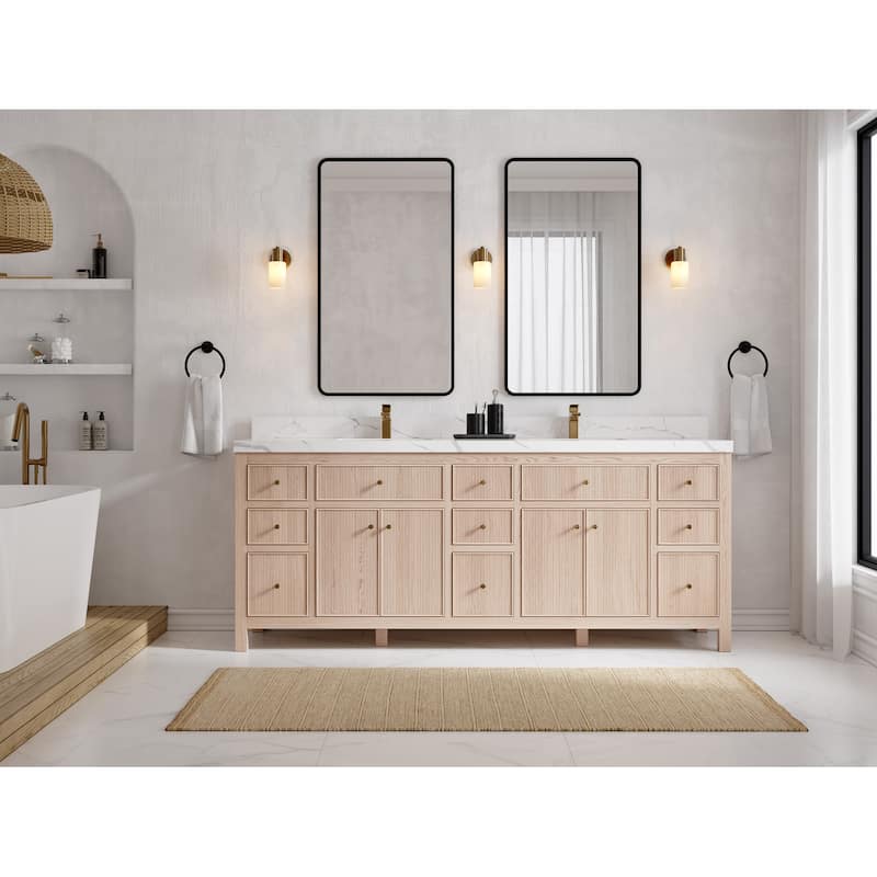 Willow Collections 84 x 22 Sonoma White Oak Double Sink Bathroom Vanity with Countertop