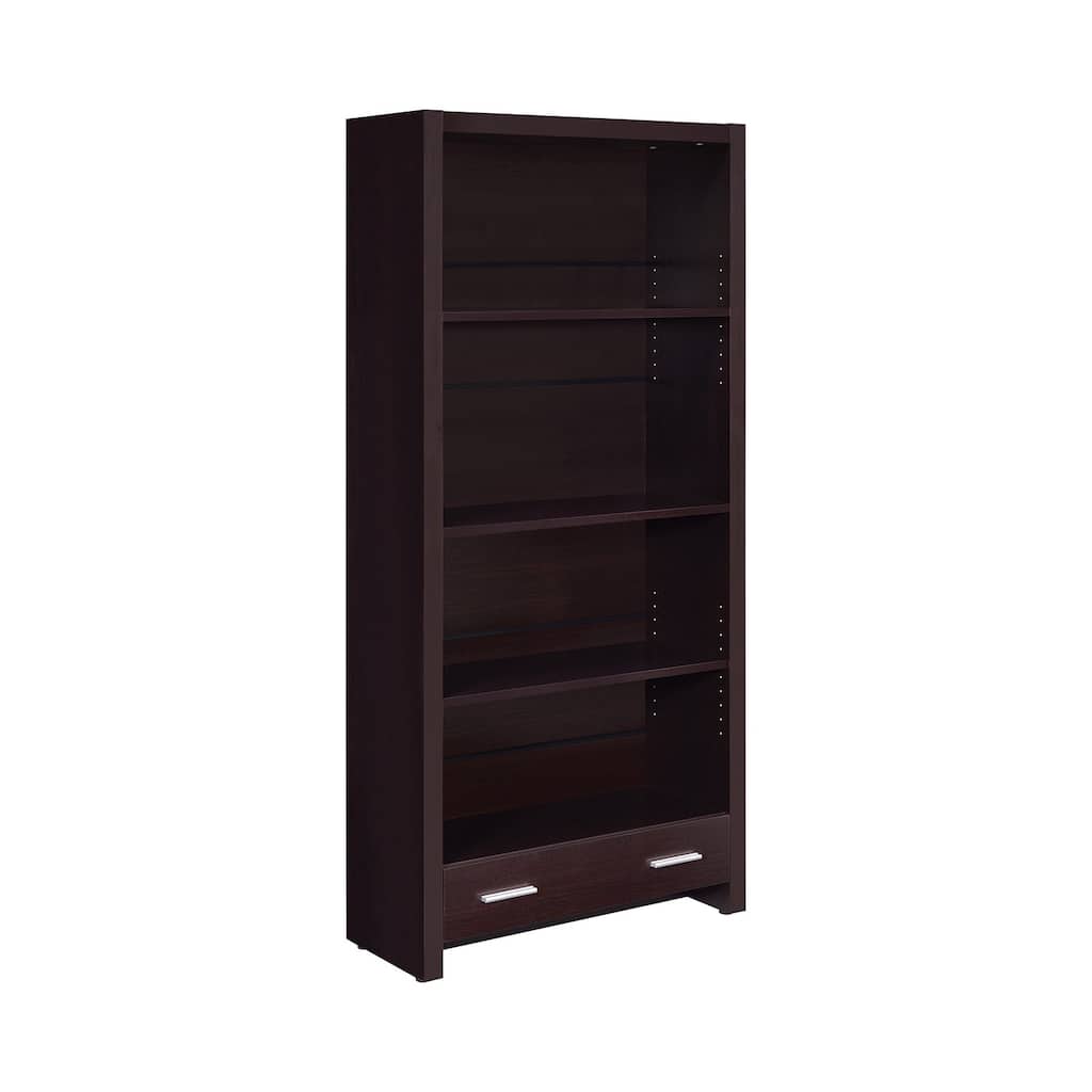 4-Shelf Bookcase with Storage Drawer in Cappuccino