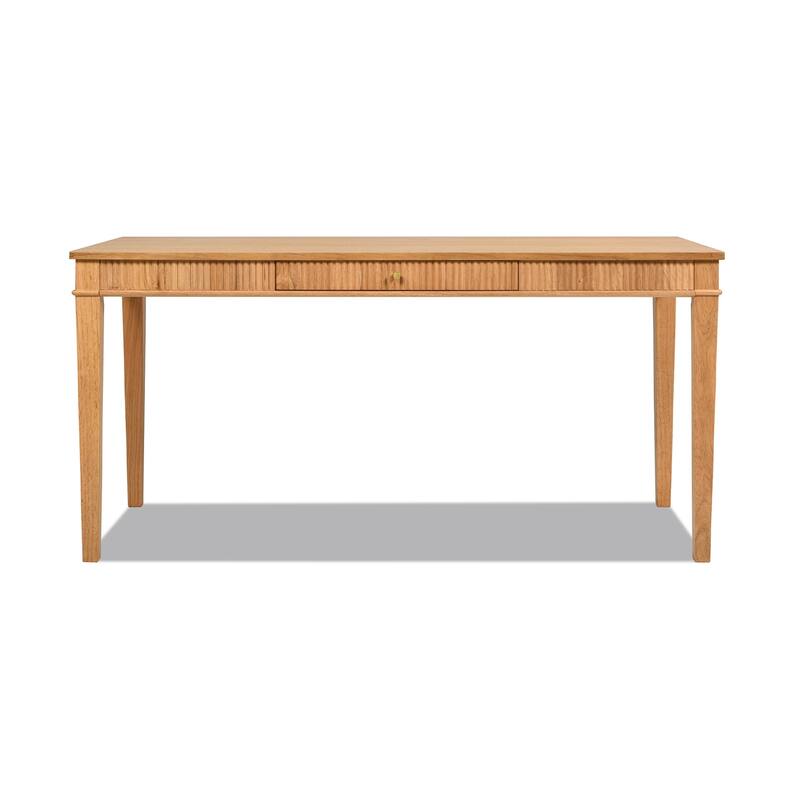 Dumont 63" Fluted 1-Drawer Solid Wood Home Office Desk and Chair Set