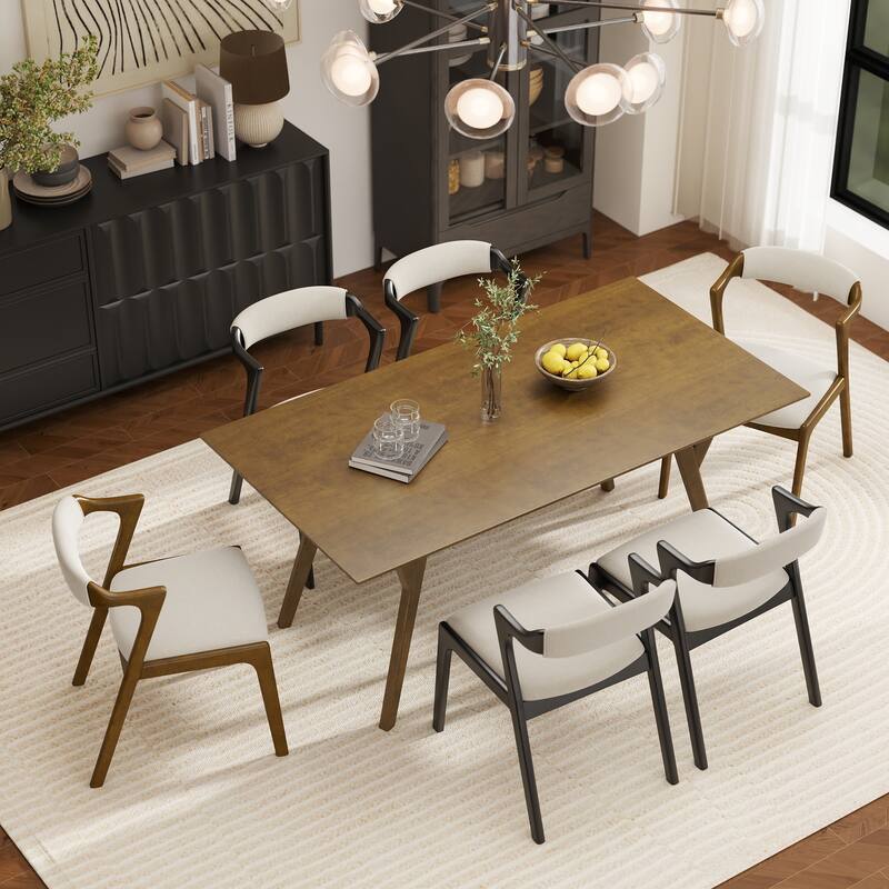 Roundhill Furniture Lavin Modern 7-Piece Dining Set, Dining Table with 6 Chairs
