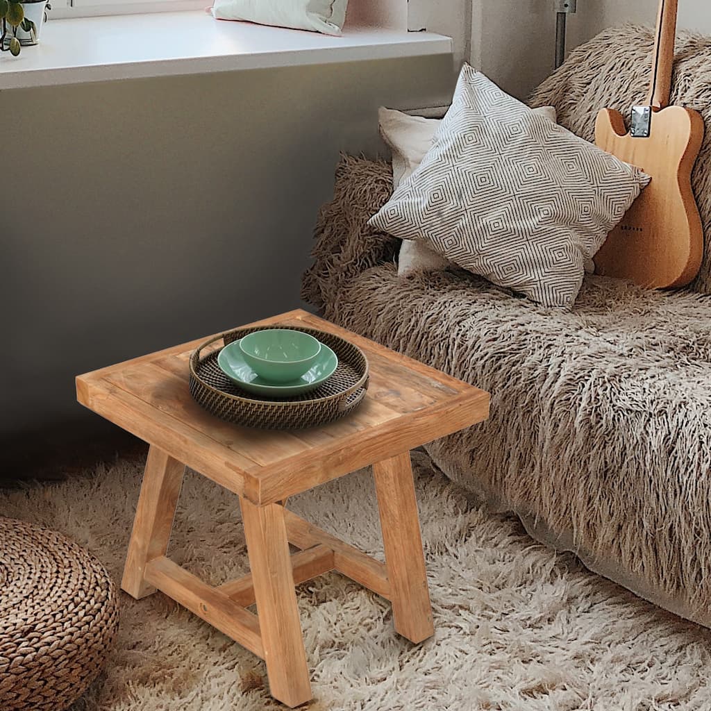Chic Teak Recycled Teak Wood Square End Table