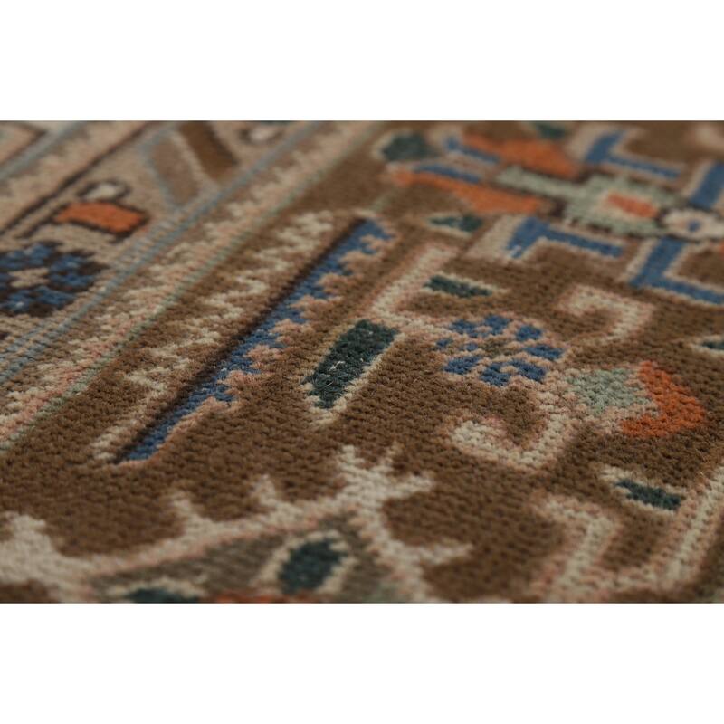 Geometric Tabriz Area Rug Orange Handmade Wool Carpet - 6'5"x 9'5"