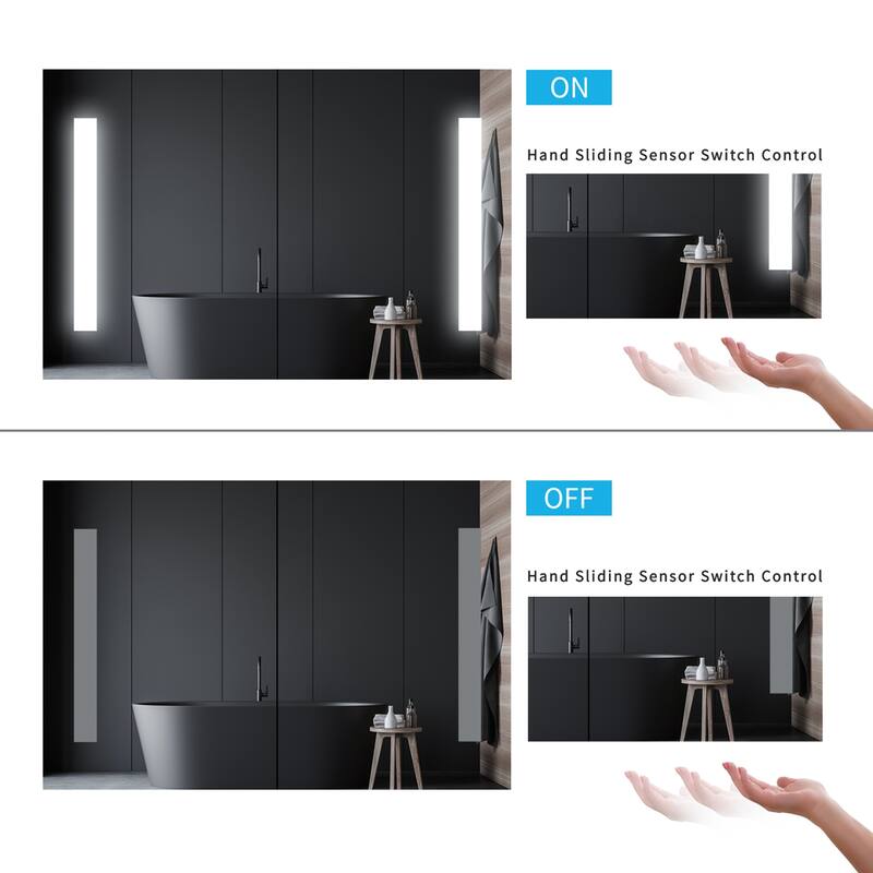 36"W x 24"H Lighted Bathroom Medicine Cabinet with Mirror, Double Door