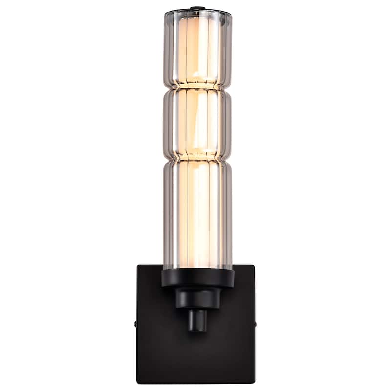 Evander LED Wall Sconce Matte Black Finish Smoked Glass - Matte Black