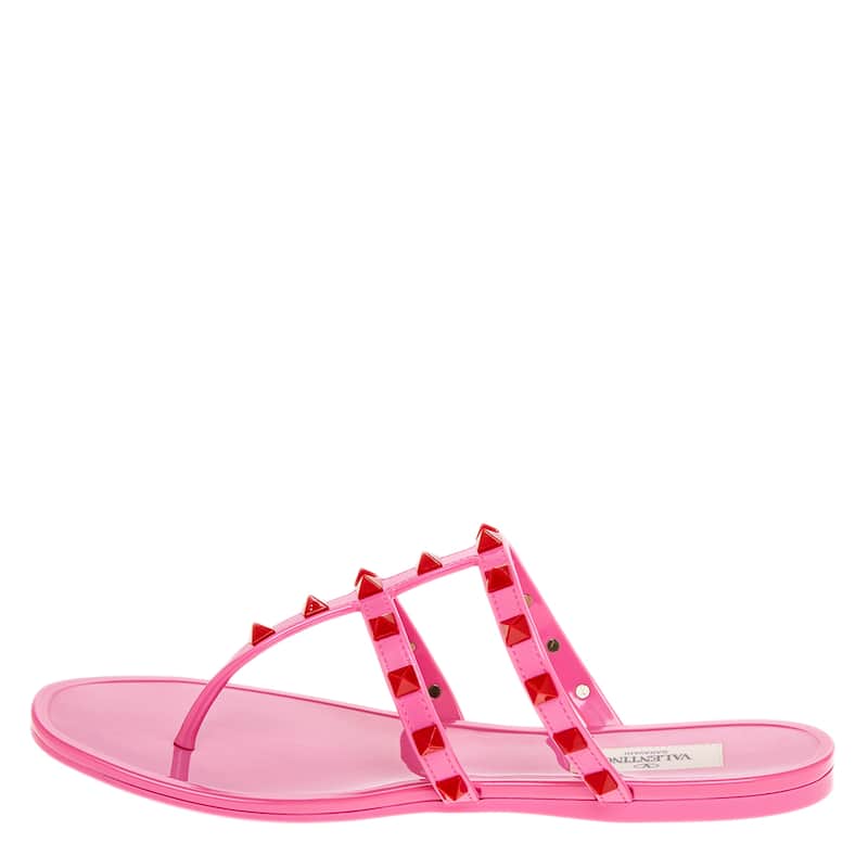 Valentino Rockstud Flat Rubber Sandals