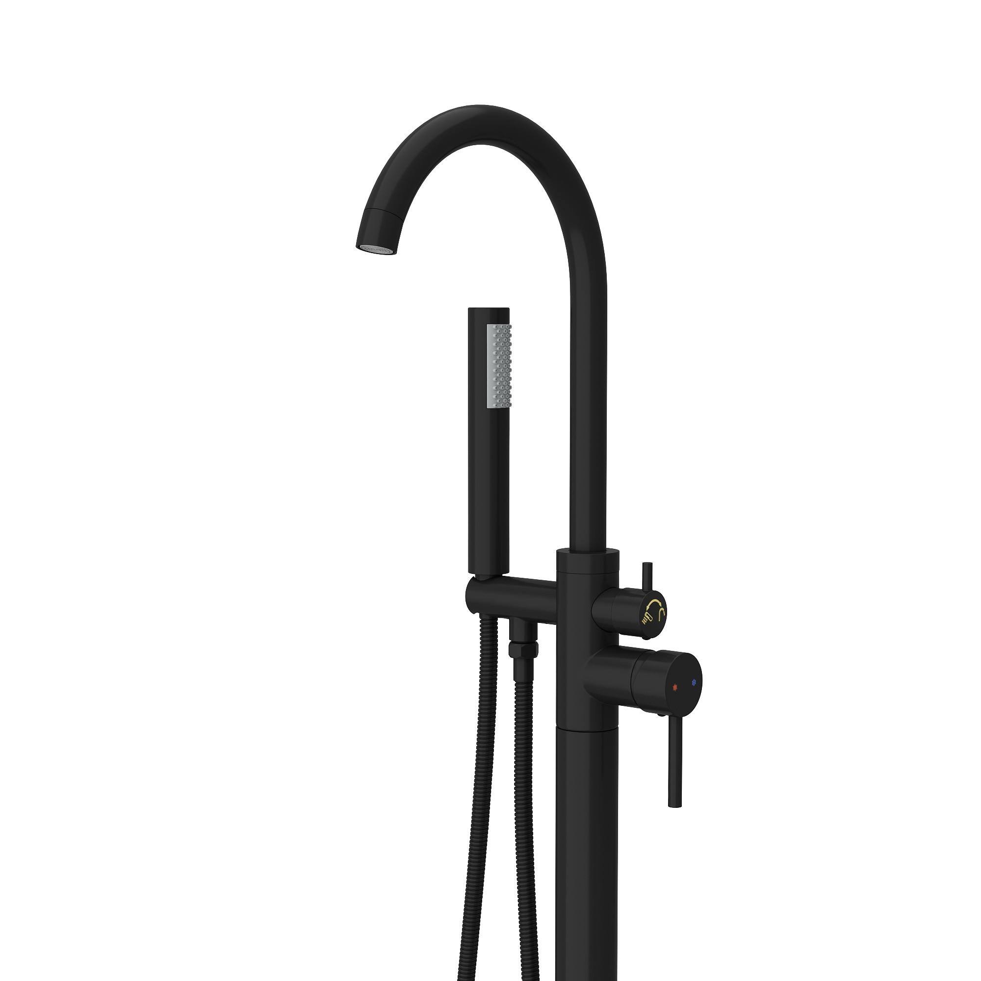 Contemporary Stainless Steel and Copper Tub Faucet with Hand Shower